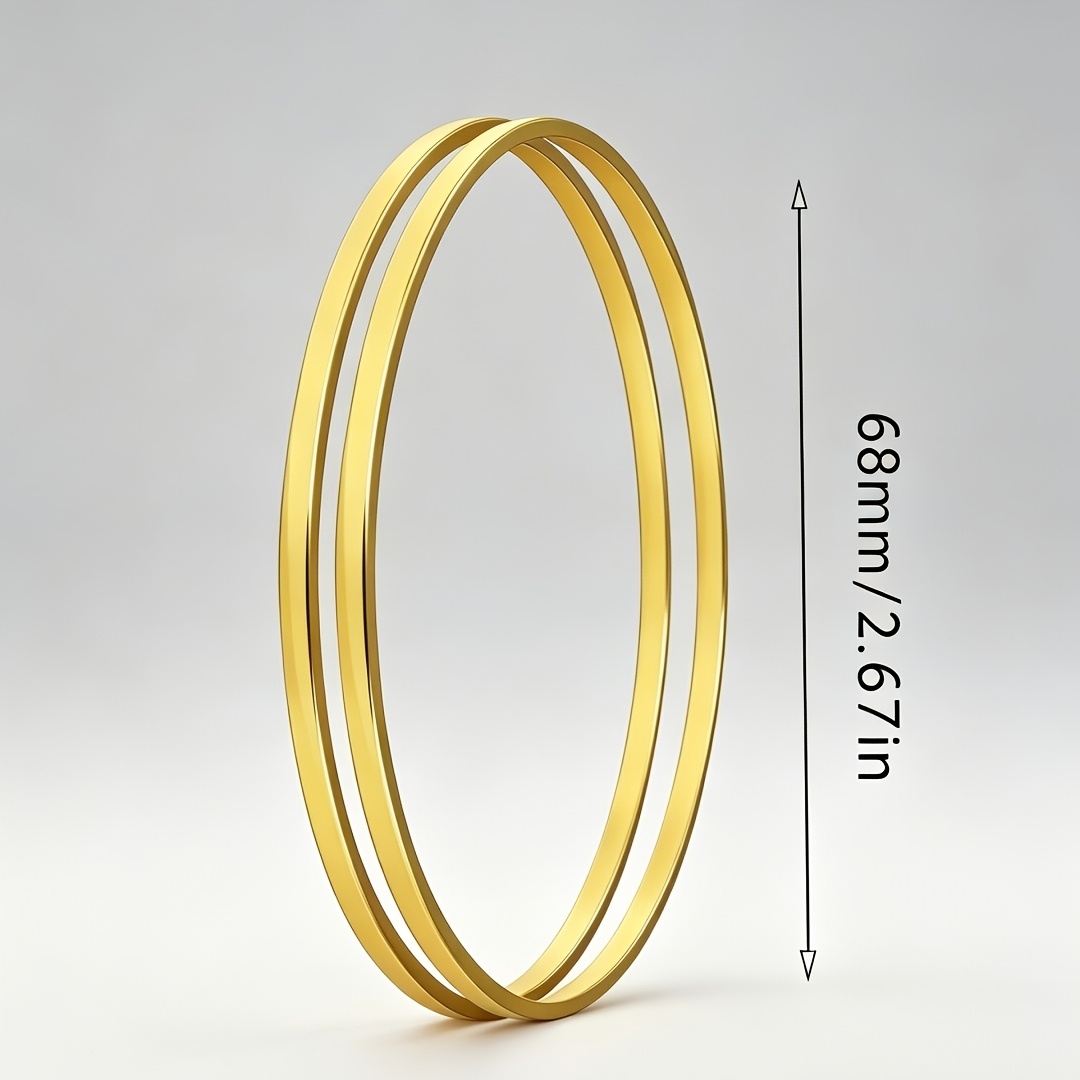 2pcs Women's Modern Stackable Round Bangle Set